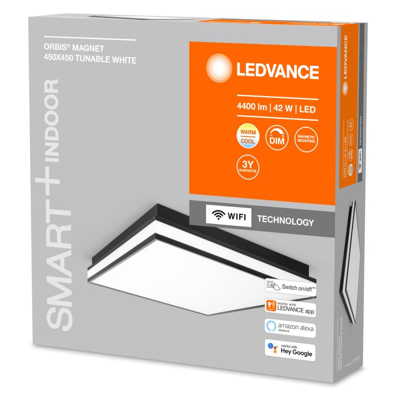 Plafon LED 42W CCT Seleccionável Quadrado 450x450 mm Smart+ WiFi ORBIS Magnet LEDVANCE 4058075572812