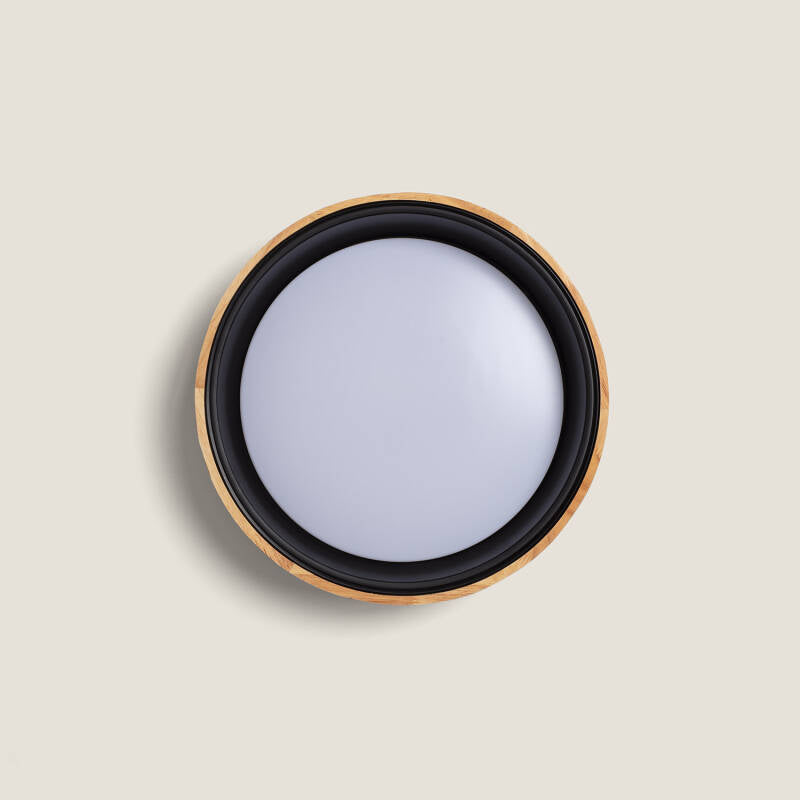 Plafón LED circular de 15 W em Madeira e Alumínio, Ø 370 mm, CCT Selecionável, da Dari