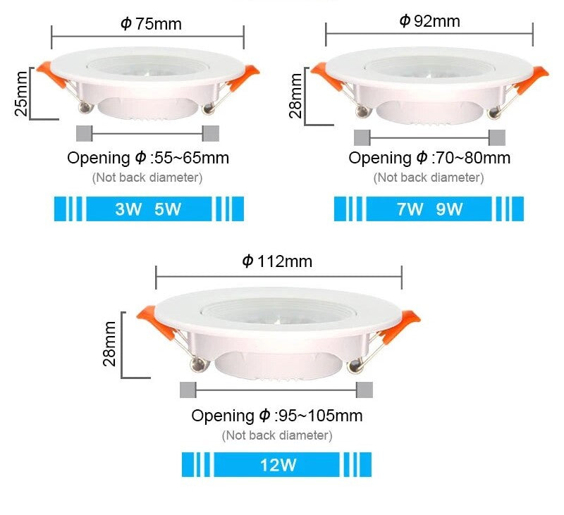 Projetor LED 3W a 12W orientável branco