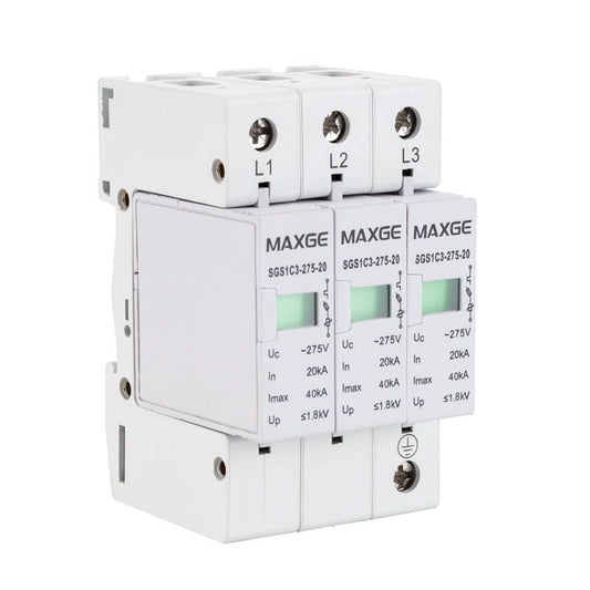 Protetor Contra Sobretensões Transitórias Industrial/Residencial MAXGE 3P - Classe II - 40 kA - 20 kA - 1,6 kV