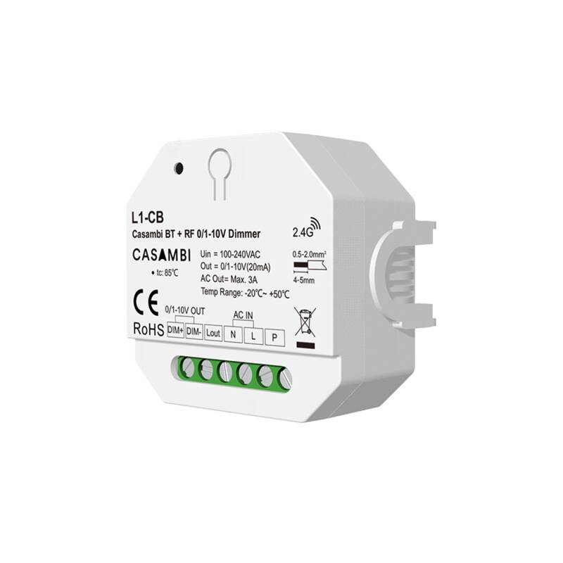 Regulador Casambi 0/1-10V 1 Canal SKYDANCE L1-CB compatível com Comando RF e Botão Pulsador
