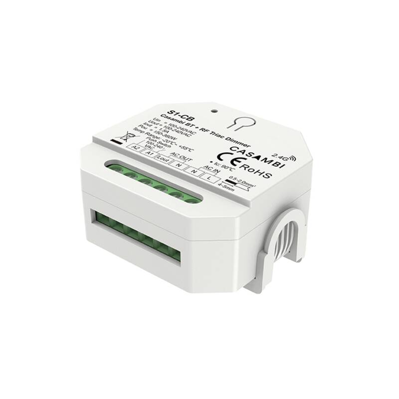 Regulador Casambi TRIAC 1 Canal SKYDANCE S1-CB compatível com Comando RF e Botão Pulsador