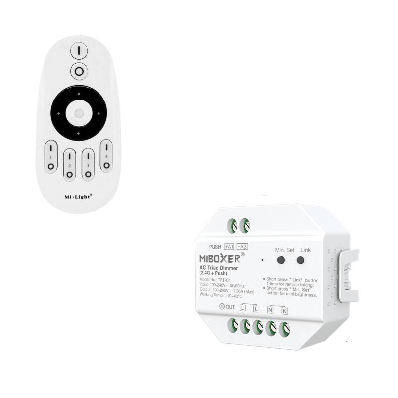 Regulador LED TRIAC + Controlo RF CCT 4 Zonas MiBoxer