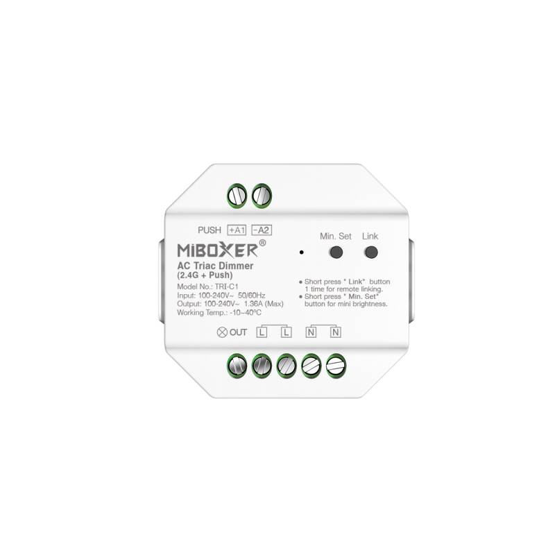 Regulador LED TRIAC RF Compatível com Pulsador MiBoxer TRI-C1