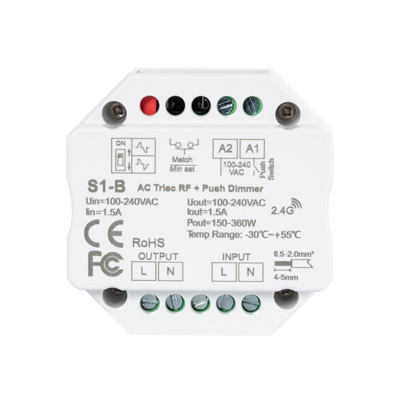 Regulador LED TRIAC Compatível com Botão e Comando RF SKYDANCE S1-B
