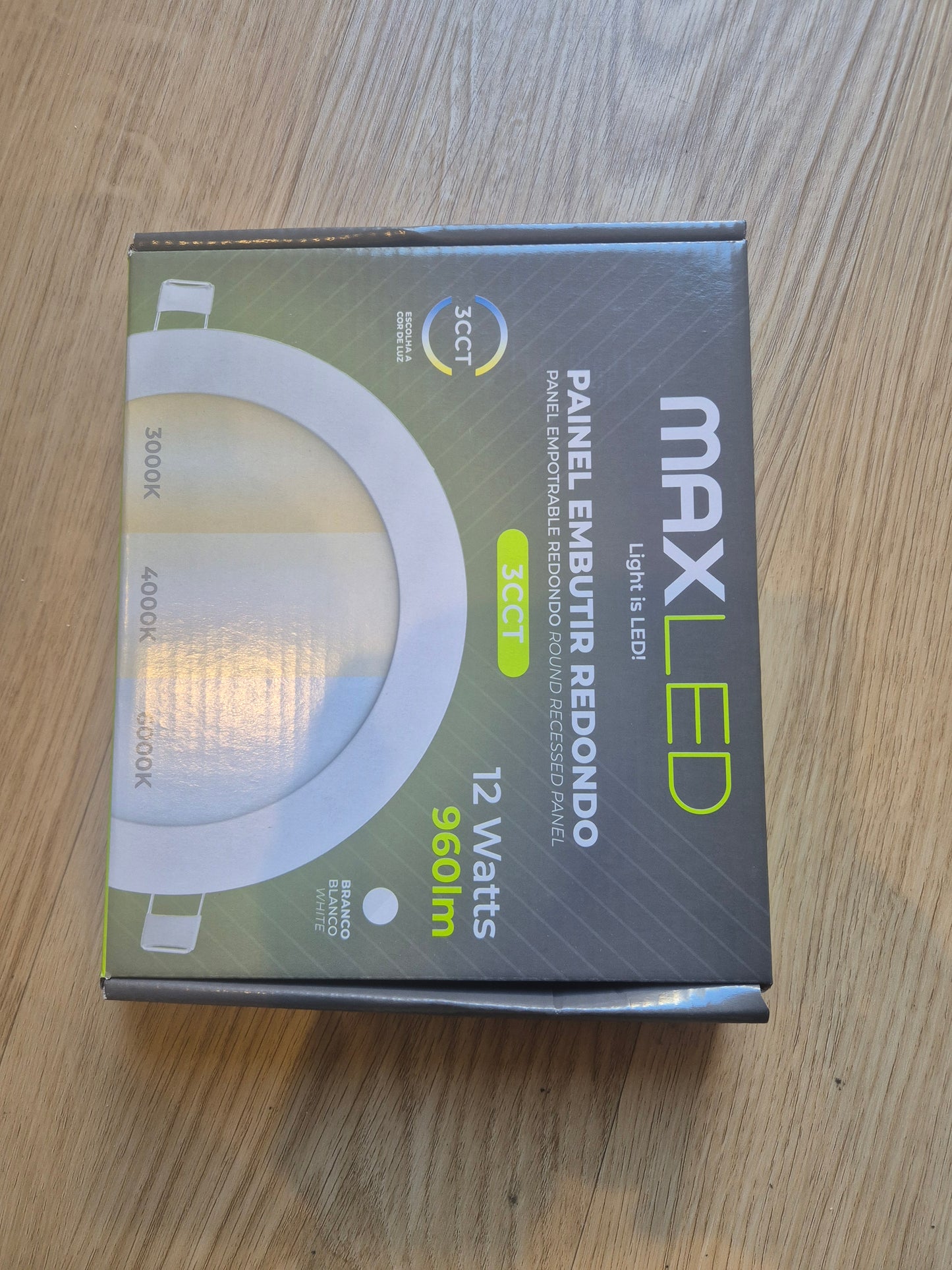 Painel LED MAXLED 12W Redondo Branco IP44 CCT3 (3000K-4000K-6500K)