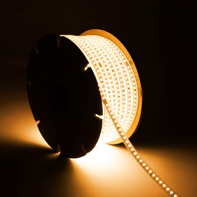 Fita LED Regulável 220V SMD 120 LED/m ROLO 50m 8.5W/m 850lm/m Largura 12mm Corte 20cm IP65