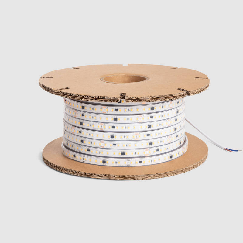 Fita LED Regulável 220V SMD Autorectificada 120 LED/m ROLO 50m 14W/m 1680lm/m SILICONE FLEX Largura 12mm Corte 10cm IP67