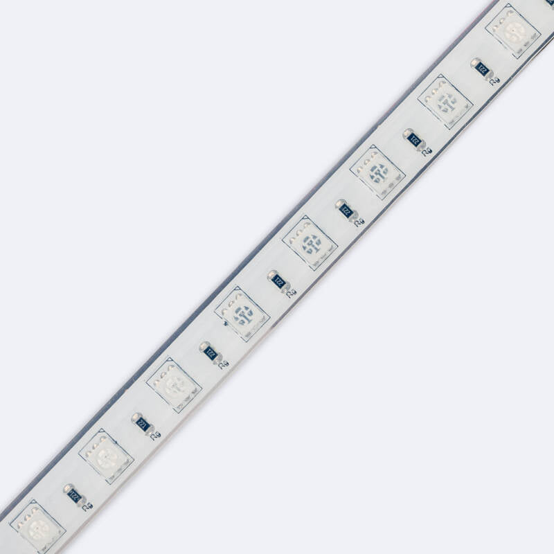 Fita LED RGB 220V SMD 60 LED/m ROLO 50m 15W/m SILICONE FLEX Largura 12mm Corte 100cm IP67