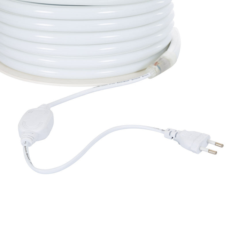 Fita LED Neon Regulável 220 V, Bobina de 50 m, Azul, Semicircular 180°, 7,5 W/m, Corte a cada 100 cm, IP67