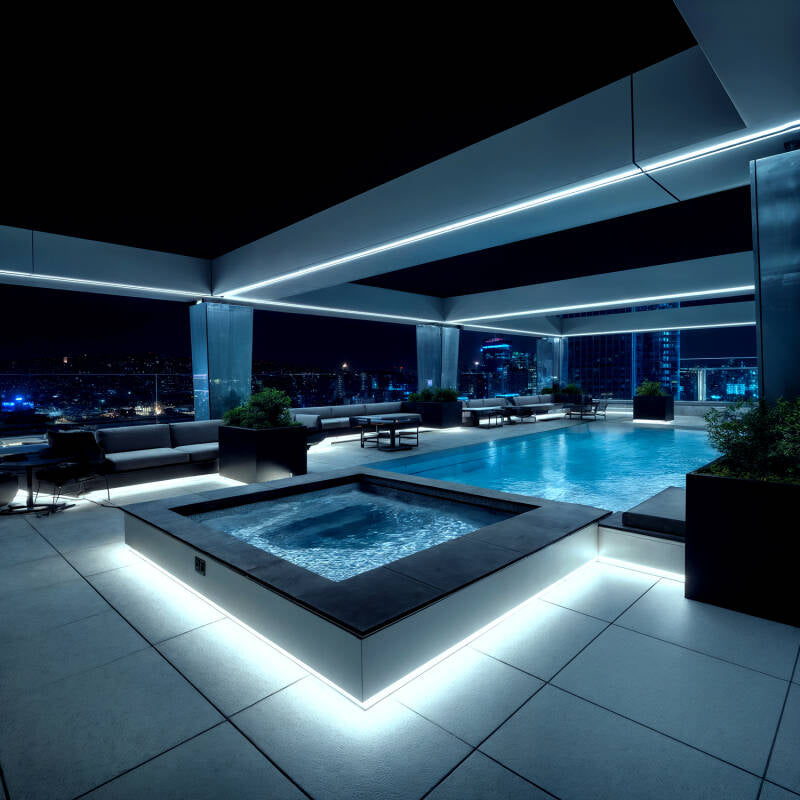 Fita LED Neon Regulável 220 V, Bobina de 50 m, Branco Frio, Semicircular 180°, 7,5 W/m, Corte a cada 100 cm, IP67