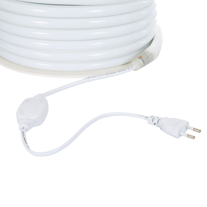 Fita LED Neon Regulável 220 V, Bobina de 50 m, Laranja, Semicircular 180°, 7,5 W/m, Corte a cada 100 cm, IP67