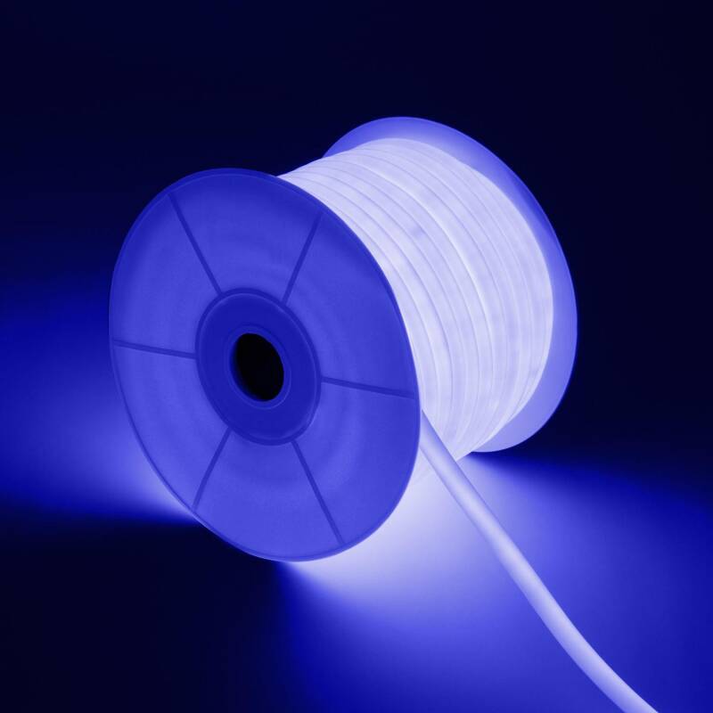 Fita LED Neon Regulável 220V ROLO 50m Azul Circular 360 9W/m Corte 100cm IP67