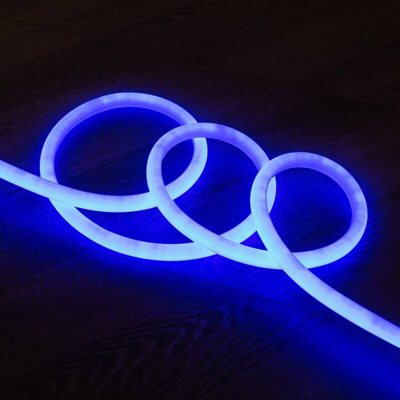 Fita LED Neon Regulável 220V ROLO 50m Azul Circular 360 9W/m Corte 100cm IP67