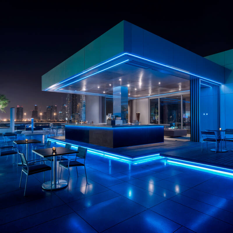 Fita LED Neon Regulável 220V ROLO 50m Azul Circular 360 9W/m Corte 100cm IP67