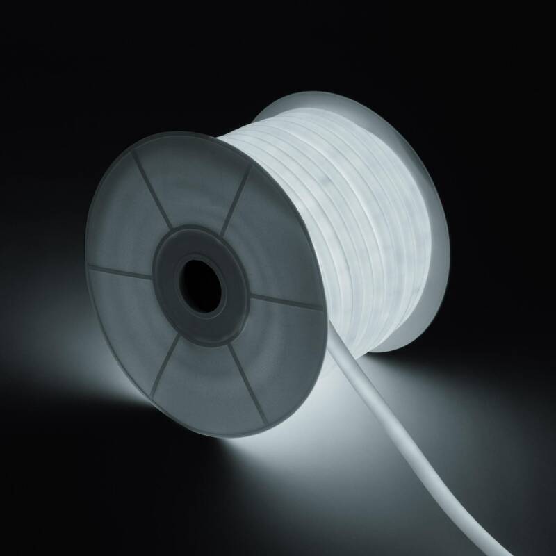 Fita LED Neon Regulável 220V ROLO 50m Branco Frio Circular 360 9W/m Corte 100cm IP67