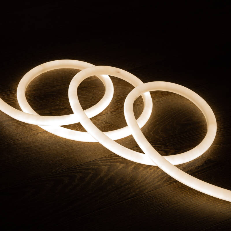 Fita LED Neon Regulável 220V ROLO 50m Branco Neutro Circular 360 9W/m Corte 100cm IP67