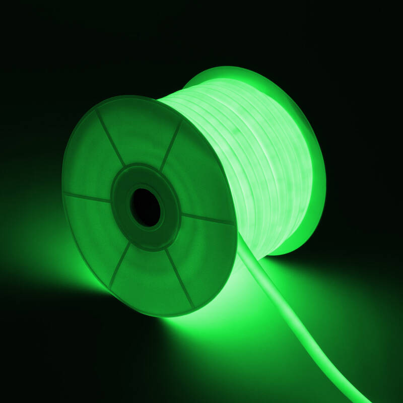 Fita LED Neon Regulável 220V ROLO 50m Verde Circular 360 9W/m Corte 100cm IP67