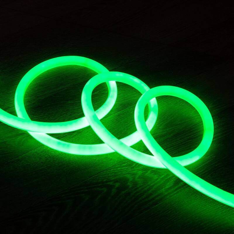 Fita LED Neon Regulável 220V ROLO 50m Verde Circular 360 9W/m Corte 100cm IP67