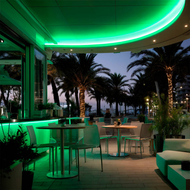 Fita LED Neon Regulável 220V ROLO 50m Verde Circular 360 9W/m Corte 100cm IP67
