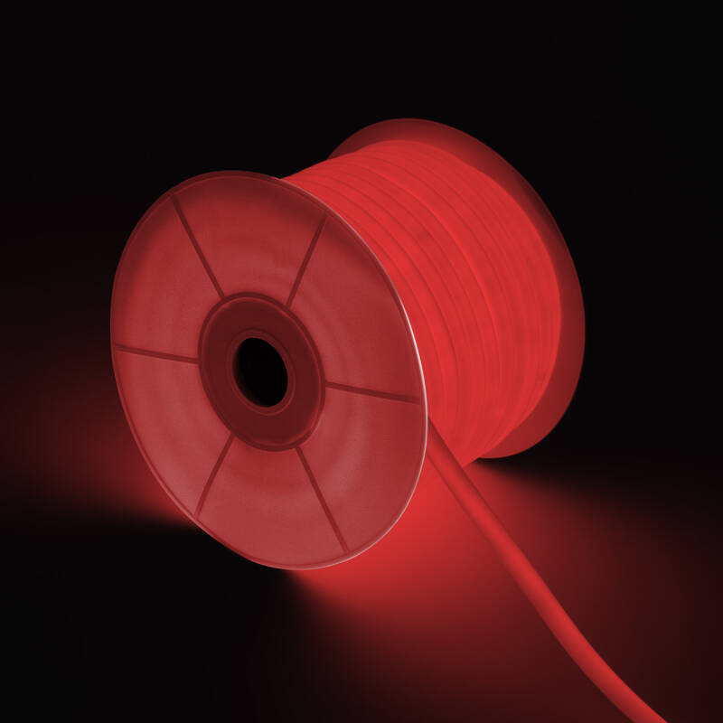 Fita LED Neon Regulável 220V ROLO 50m Vermelho Circular 360 9W/m Corte 100cm IP67