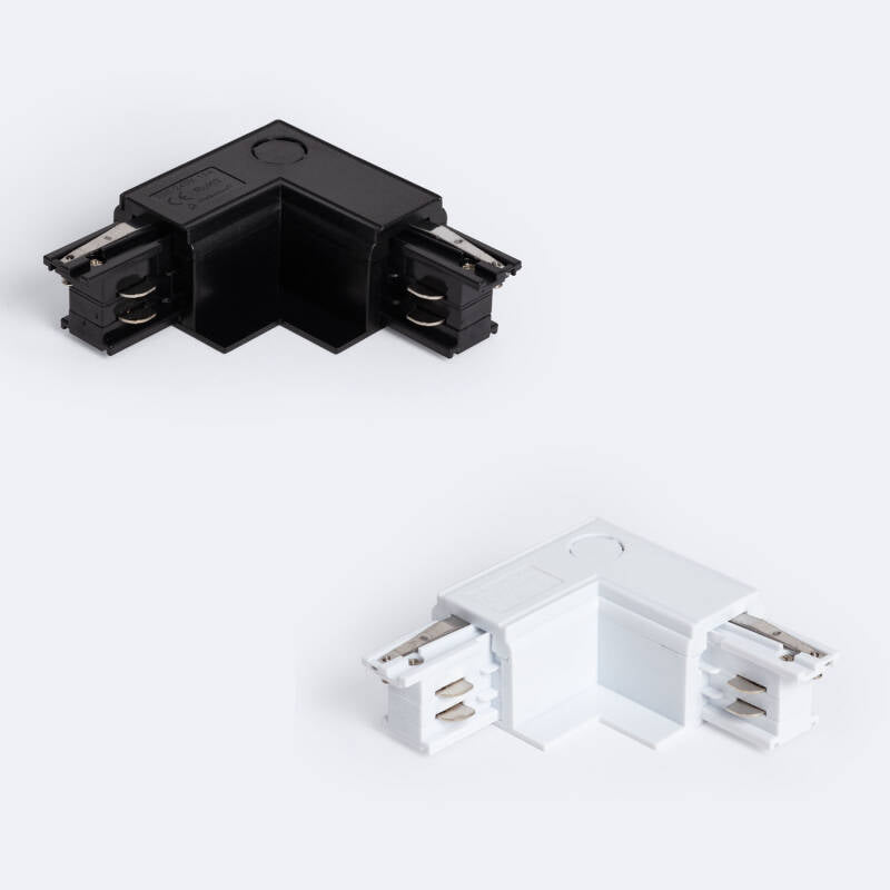 Conector 'Right Side' Tipo L para Calha Trifásico Encastrável Alumínio