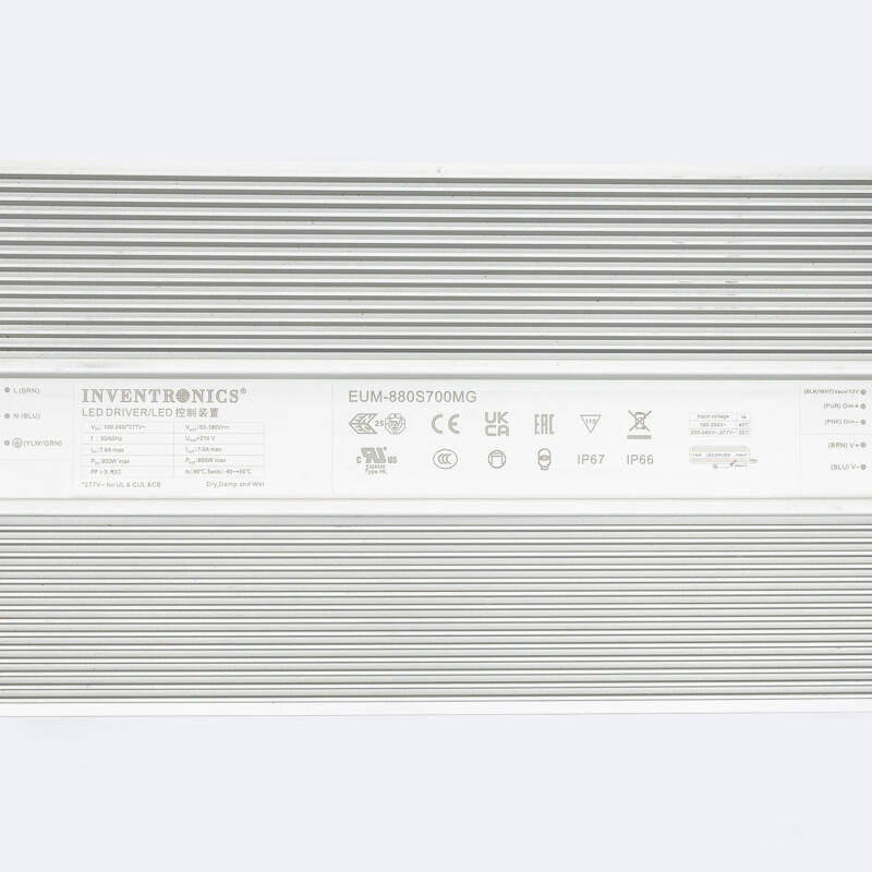 Driver Regulável 0-10V INVENTRONICS 880W 63-180V DC 4.9-7 A EUM-0880S700MG