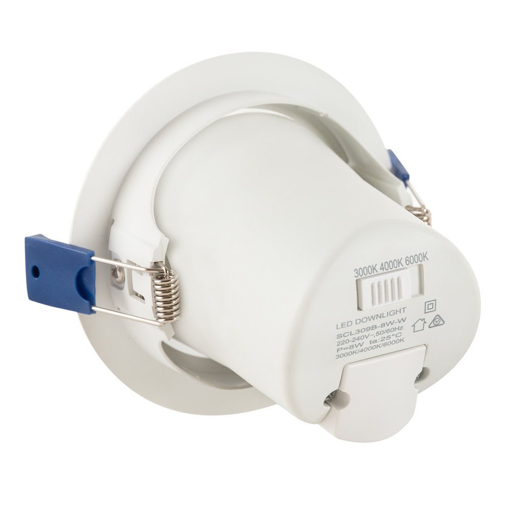 Downlight LED Ajustável Embutido 8W 750Lm CCT 3000-6500ºK (Tom de Luz Regulável) 60º IP20