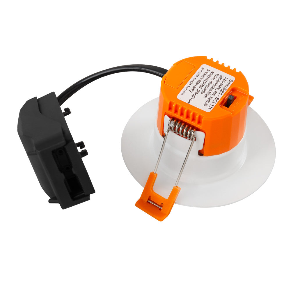 Downlight LED embutido 6W 600Lm CCT 3000-6500ºK (tom de luz regulável) IP65 60º à prova de fogo