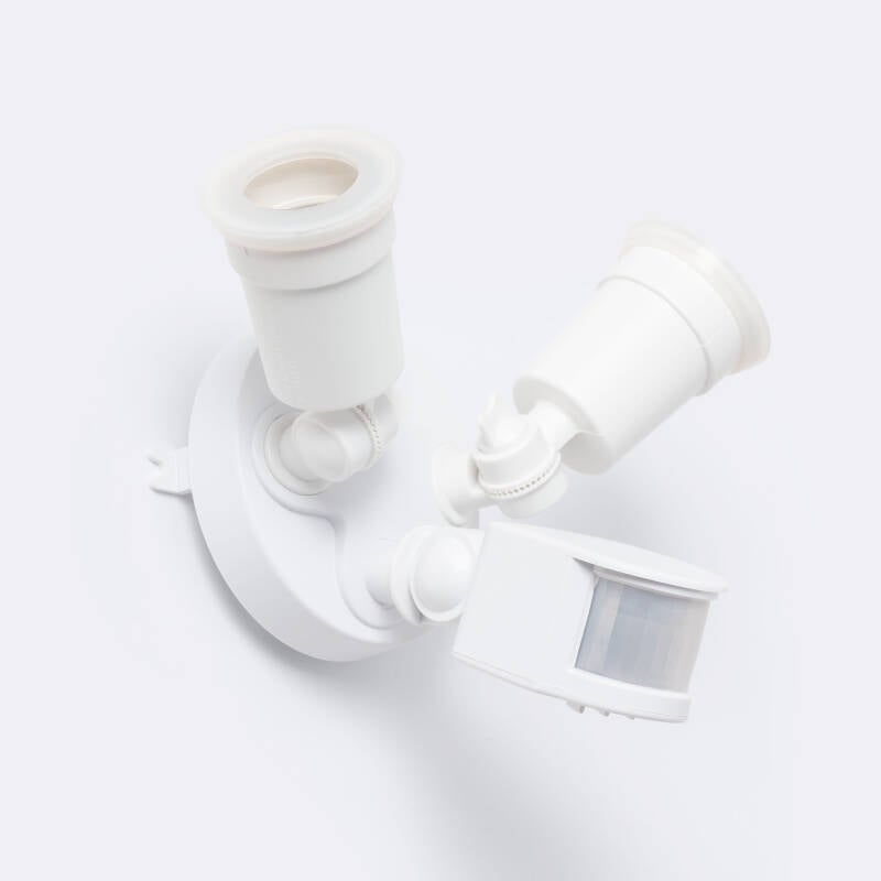 Sensor de Movimento PIR Crepuscular 180º de Parede Exterior IP44 para Duas Lâmpadas E27