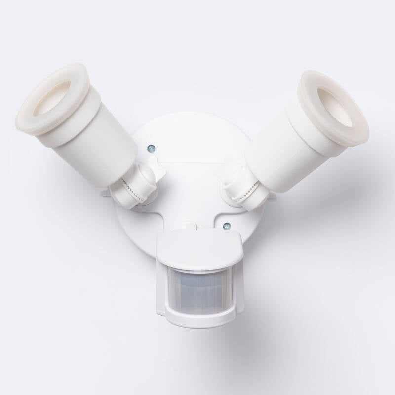 Sensor de Movimento PIR Crepuscular 180º de Parede Exterior IP44 para Duas Lâmpadas E27