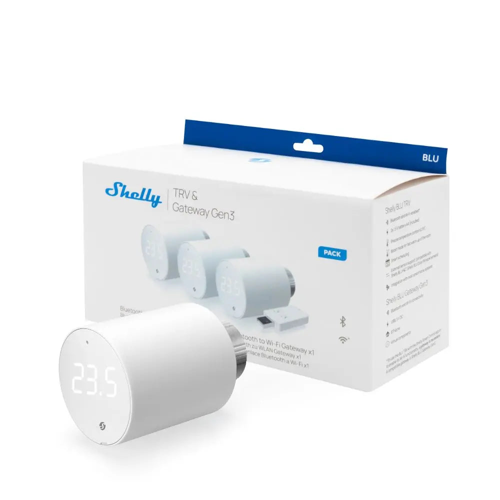 Shelly BLU TRV smart Válvula Termostática pack 3