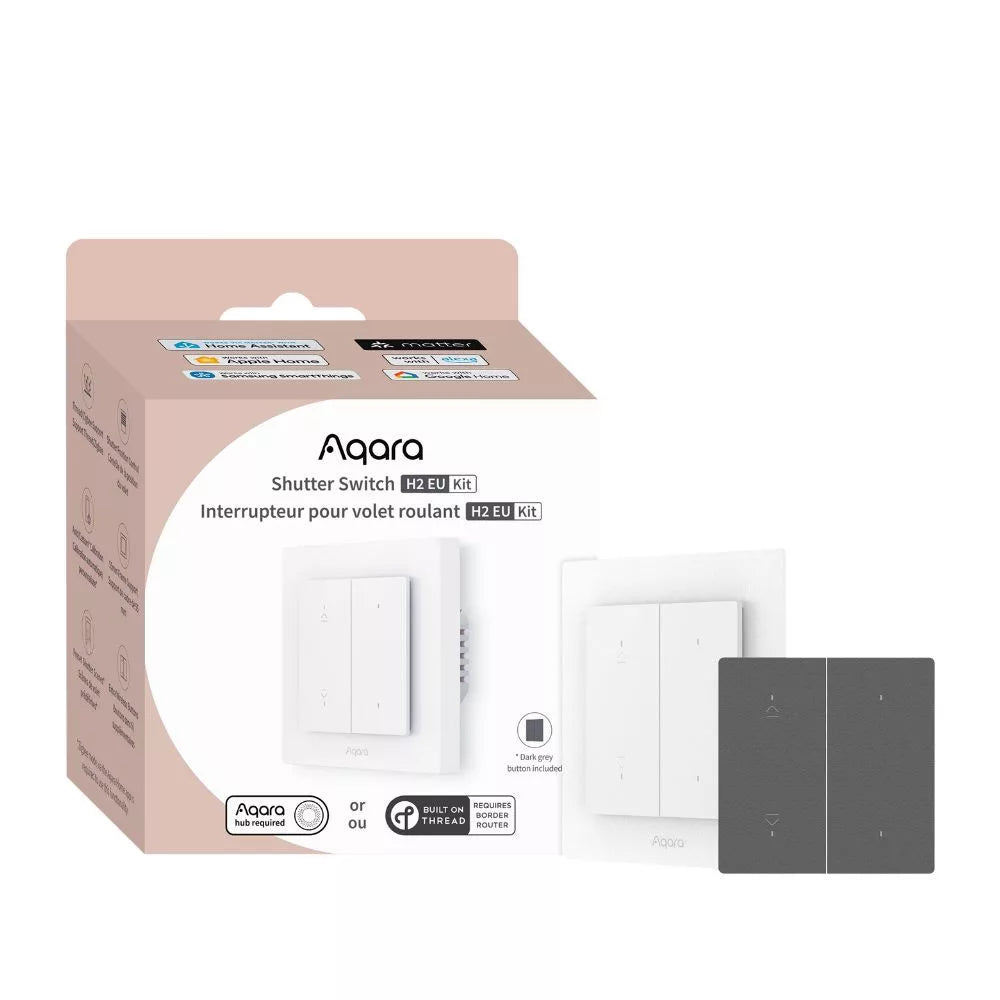 Aqara H2 Shutter Switch EU, Zigbee + Thread roller shutter parede switch, branco/grey (DS-K02D)