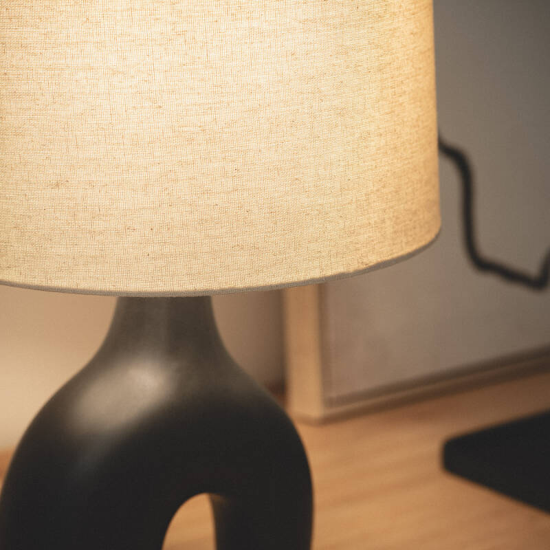 Candeeiro de Mesa Cerâmica e linho Ginger