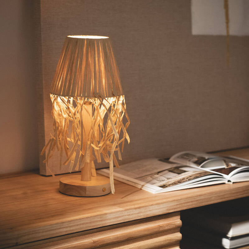 Candeeiro de Mesa LED 1W Portátil Madeira com Bateria USB Recarregável Soure