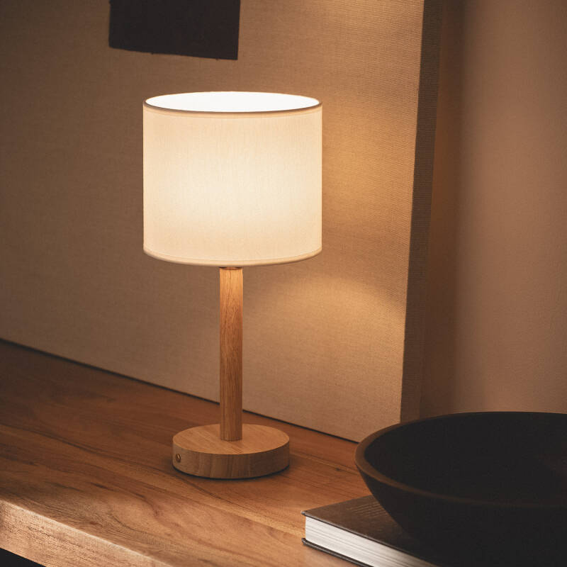 Candeeiro de Mesa LED 1W Portátil Madeira com Bateria USB Recarregável Folgosa