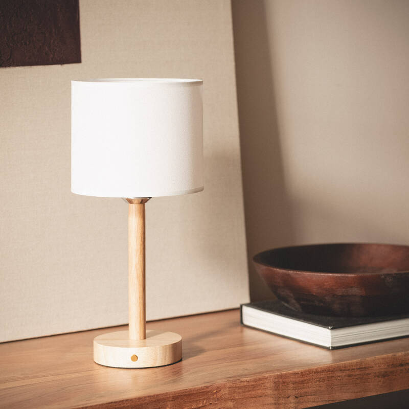 Candeeiro de Mesa LED 1W Portátil Madeira com Bateria USB Recarregável Folgosa