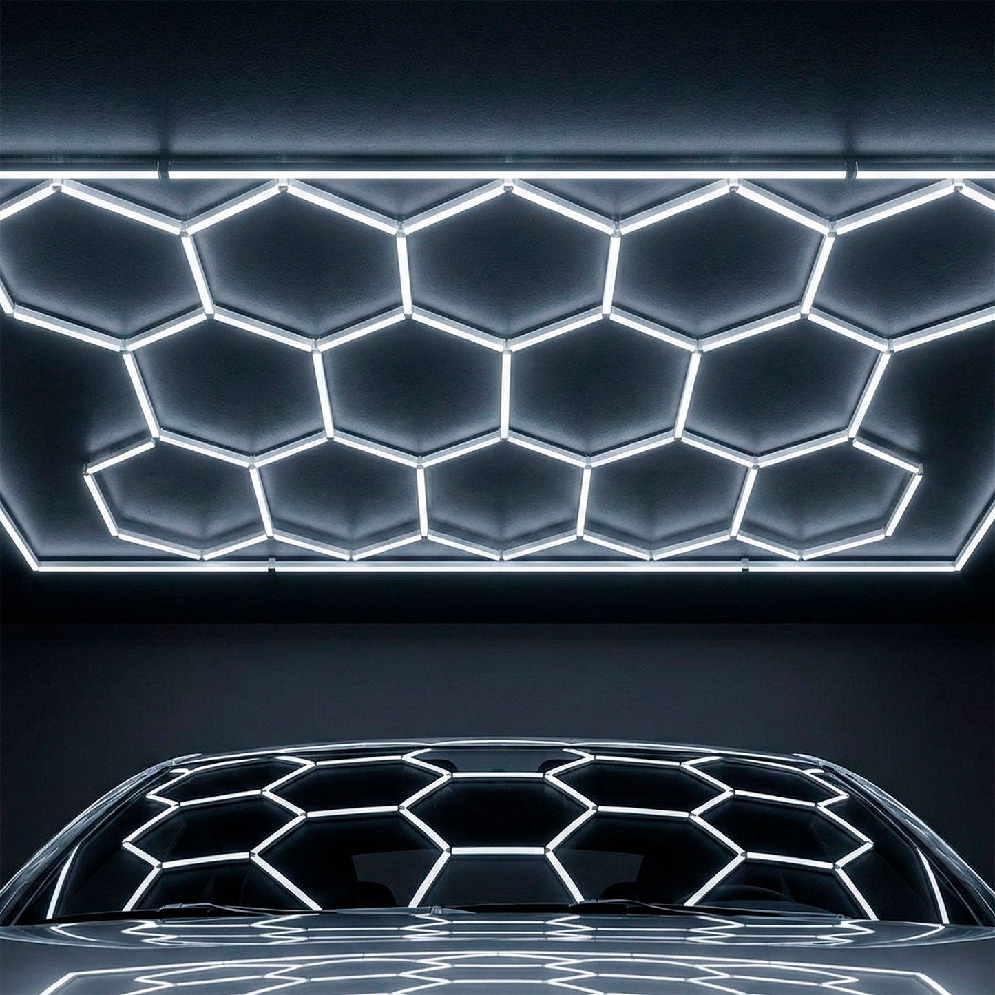 Lâmpada LED Hexagonal - 6000K - 14 Hexágonos + Retângulo 5m