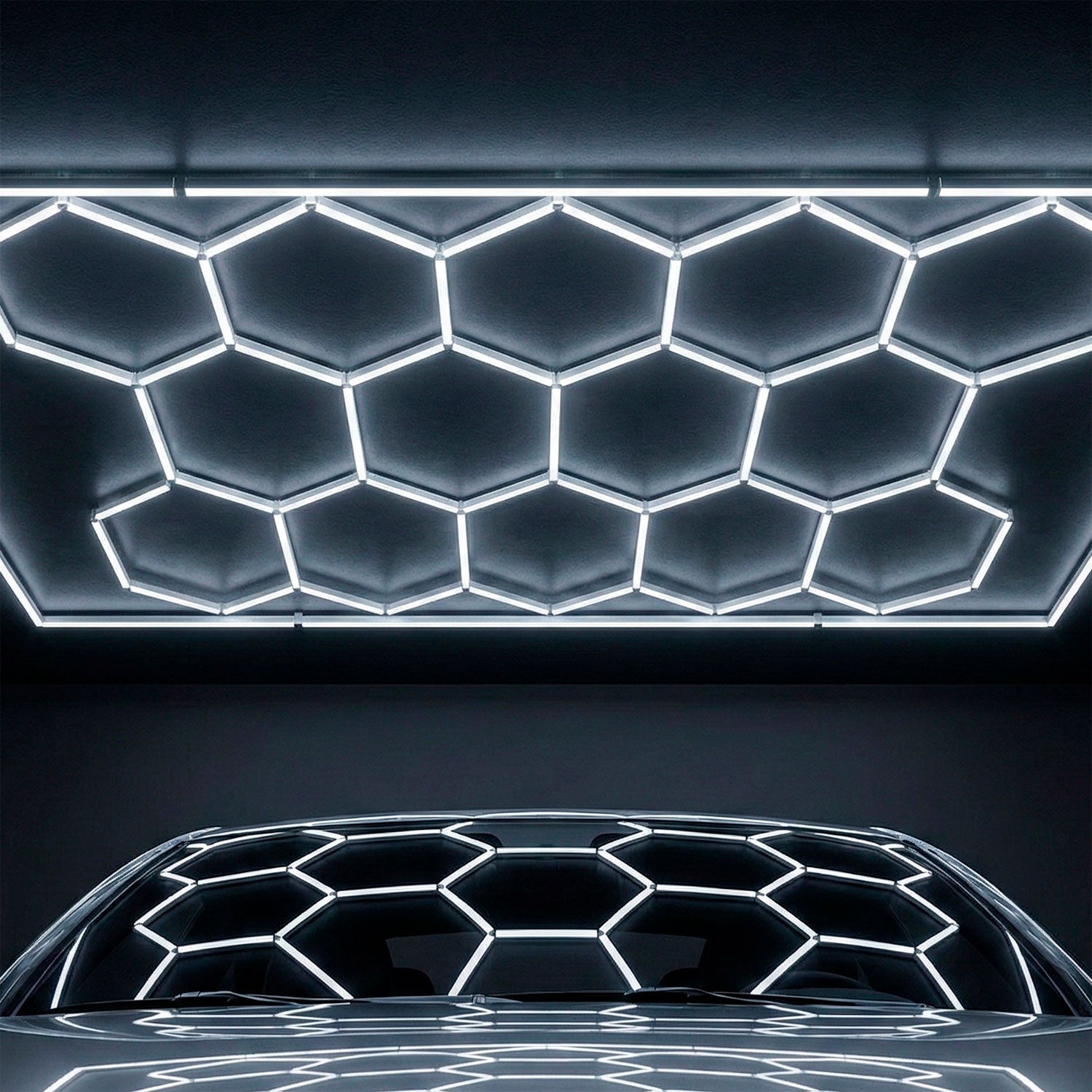 Lâmpada LED Hexagonal - 6000K - 14 Hexágonos + Retângulo 5m