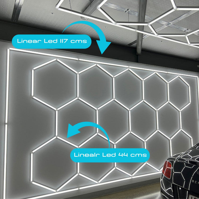 Lâmpada LED Hexagonal - 6000K - 14 Hexágonos + Retângulo 5m