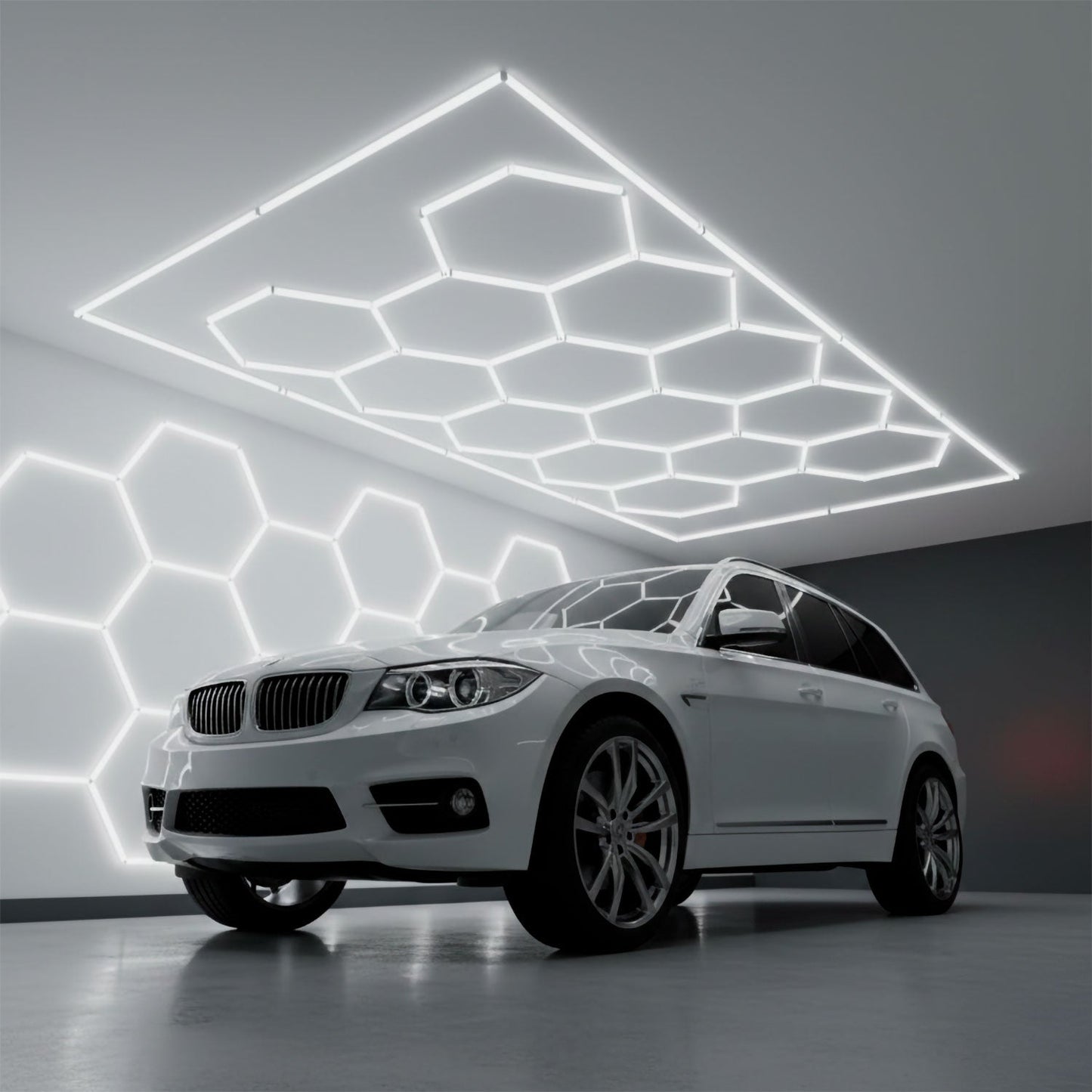 Lâmpada LED Hexagonal - 6000K - 14 Hexágonos 56cm + Retângulo 500cm