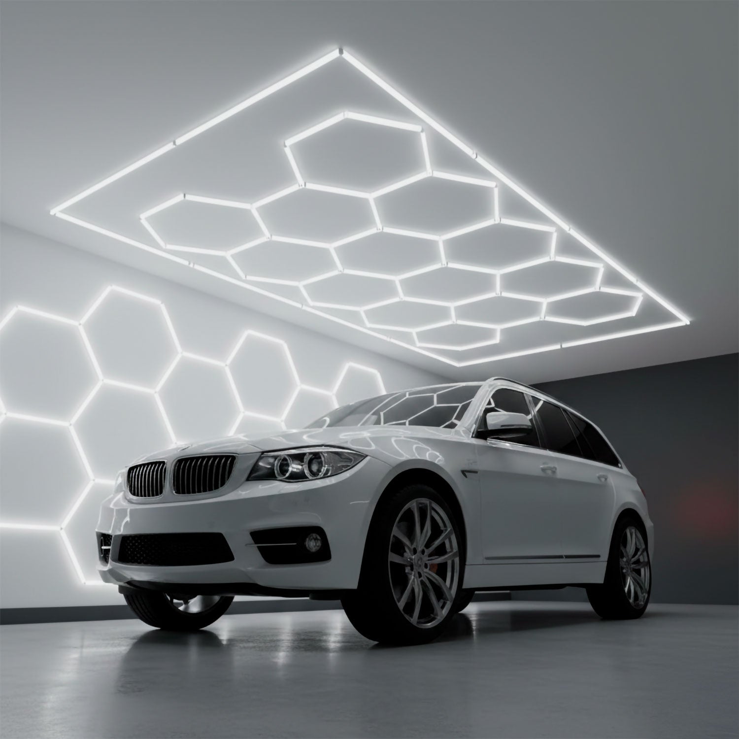 Lâmpada LED Hexagonal - 6000K - 14 Hexágonos 56cm + Retângulo 500cm