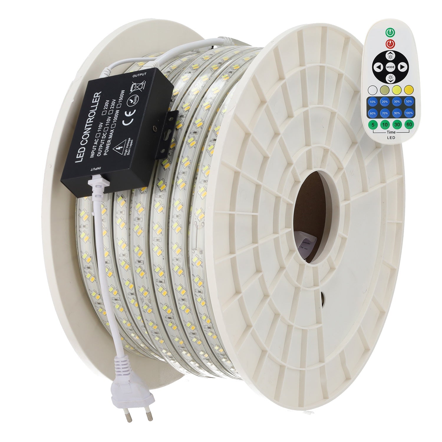 Fita LED flexível 12W/M 220VAC 120LEDs/M SMD5730 IP65 CCT (tonalidade variável) 50 metros