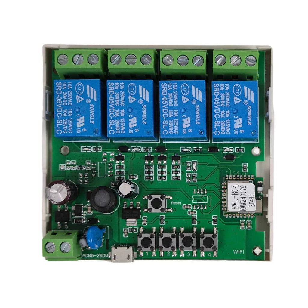 SmartWise 85V-250V AC Wi-Fi + eWeLink-Remote 4-gang smart relay switch, NO/NC, dry contact, momentary switch