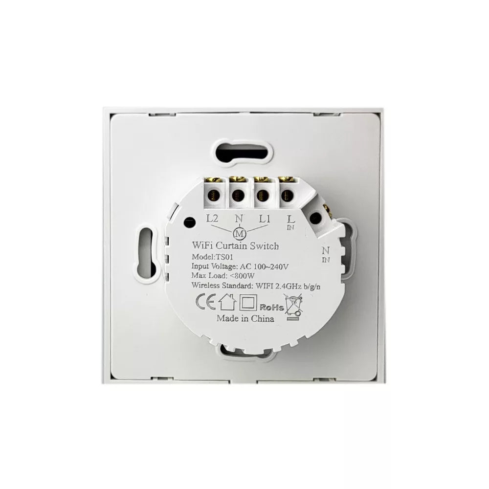SmartWise roller shutter / shader / curtain smart switch, eWeLink compatible, com branco touch glass front painel