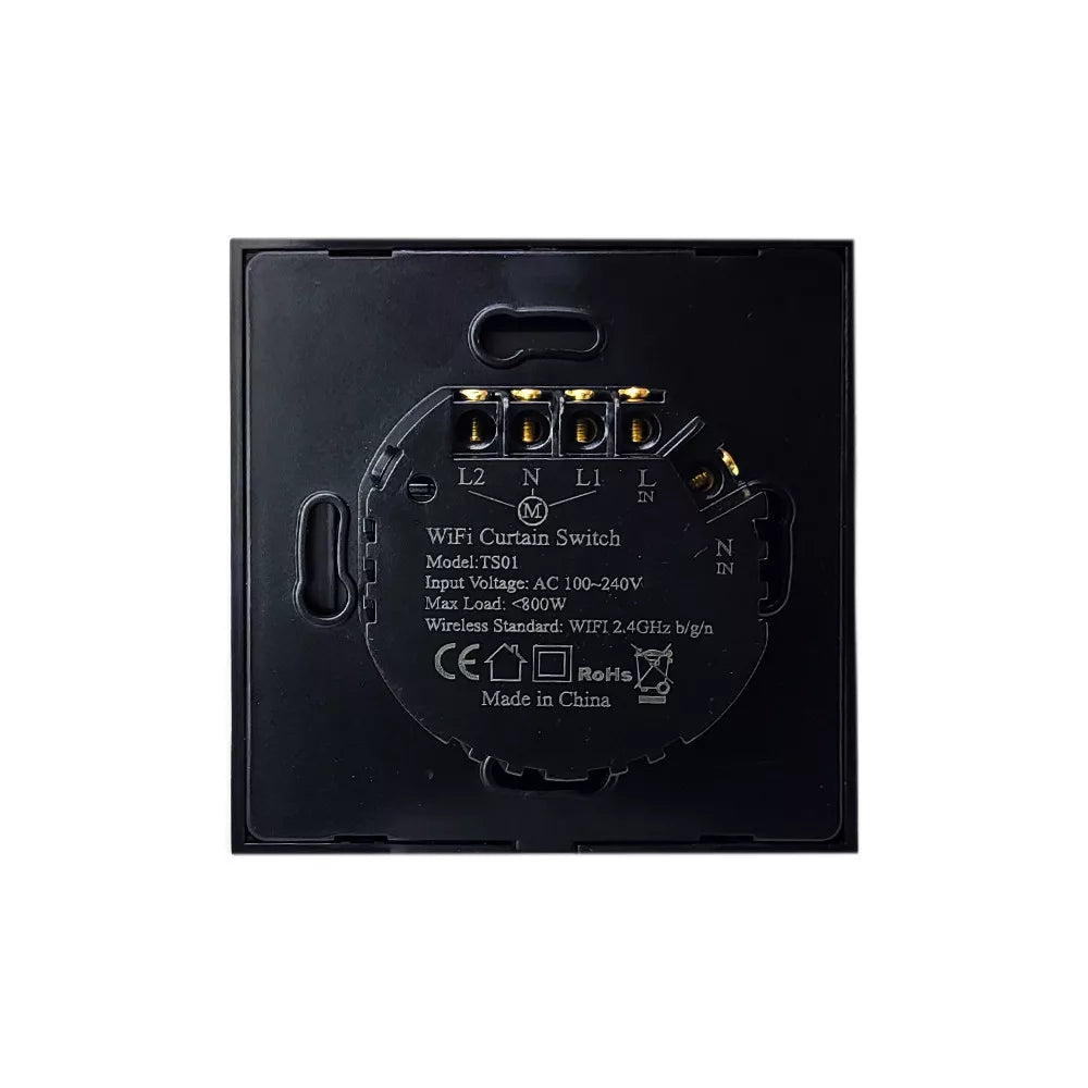 SmartWise roller shutter / shader / curtain smart switch, eWeLink compatible, com preto touch glass front painel