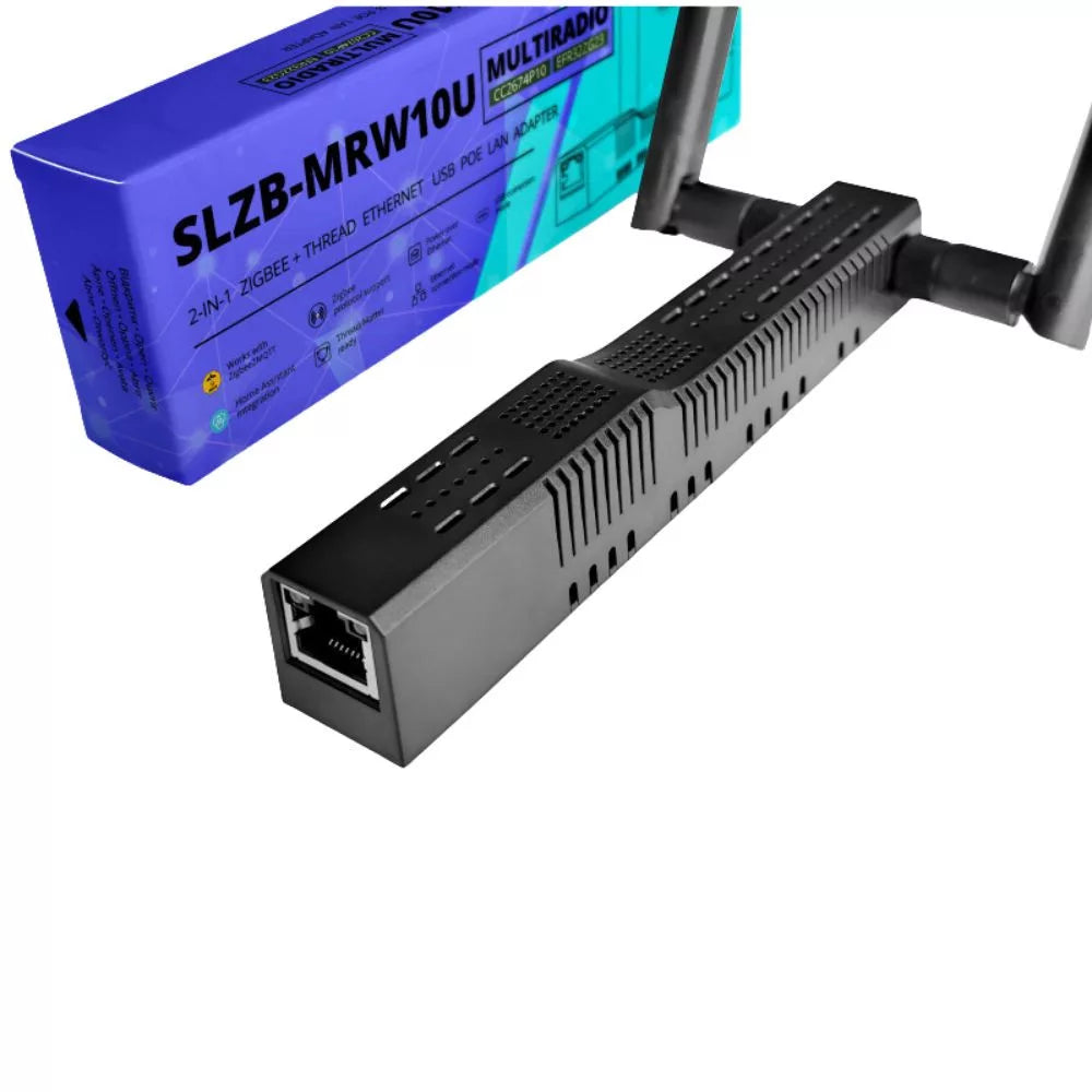 SMLIGHT SLZB-MRW10U – Multi-Radio PoE Adapter, Zigbee, Thread, Z-Wave, Matter, preto (ESP32+CC2674P10+EFR32ZG23)