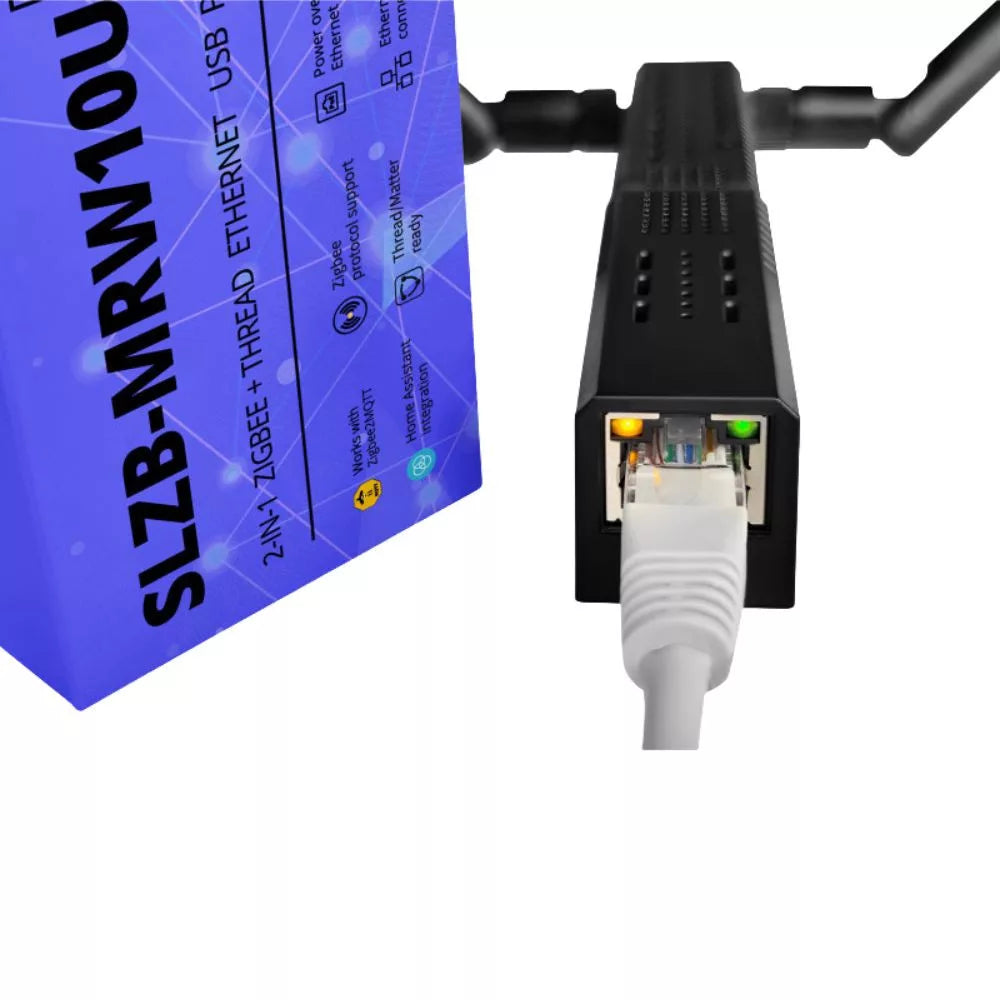 SMLIGHT SLZB-MRW10U – Multi-Radio PoE Adapter, Zigbee, Thread, Z-Wave, Matter, preto (ESP32+CC2674P10+EFR32ZG23)