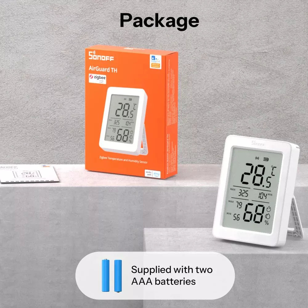 SONOFF AirGuard TH SNZB-02DR2 – 3.6'' LCD temperature and humidity sensor, Zigbee