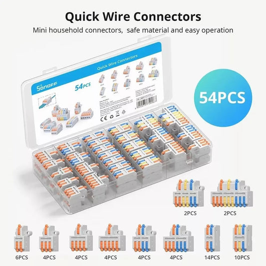 Sonoff D1-2 Quick Wire Splicing Connector Splitter (com 10 types, 54 pcs kit)